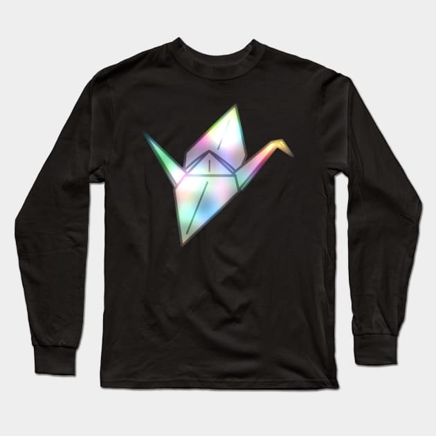 Origami Rainbow Crane Long Sleeve T-Shirt by Boo Face Designs